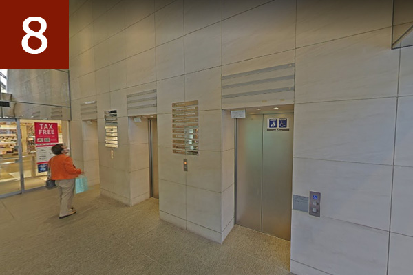矢場町駅外からホテルまでの徒歩ルート⑧名古屋パルコ西館エレベーター